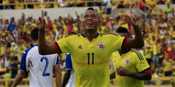 Harold Preciado, comemorando gol pela seleção Colombiana Sub-23.