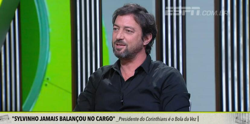 Duílio Monteiro Alves, presidente do Corinthians, falou sobre o técnico Sylvinho em entrevista no programa "Bola da Vez" no canal ESPN. (Foto: Divulgação)