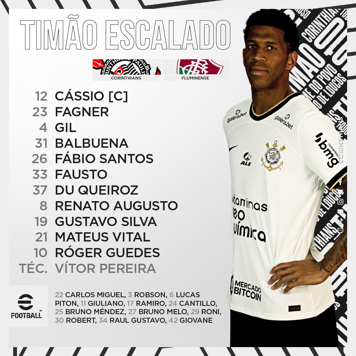 Com força máxima, Corinthians define time diante do Fluminense