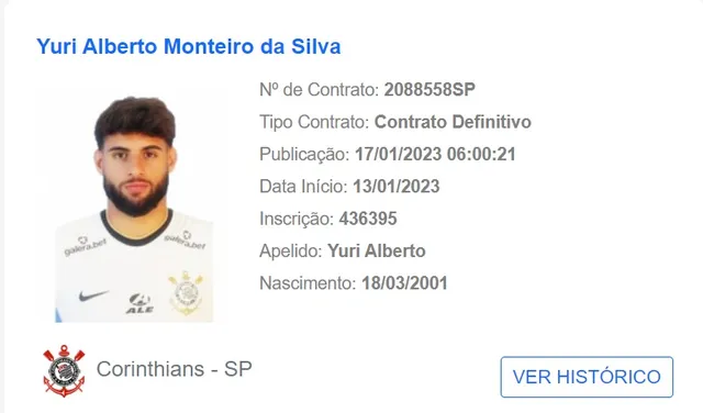 Yuri Alberto tem novo contrato com o Corinthians publicado na CBF e já esta liberado para jogar