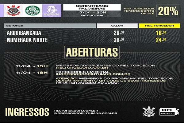 Corinthians abre venda de ingressos para Dérbi feminino contra o Palmeiras