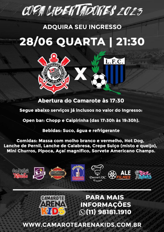 Ingressos Corinthians x Liverpool: Camarote Kids anuncia venda de ingressos para jogo da Libertadores