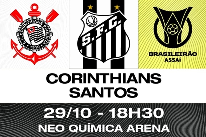Onde assistir Corinthians x Santos ao vivo e onlne pelo Campeonato Brasileiro