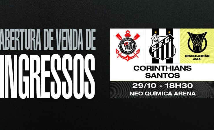 onde comprar e preços dos ingressos para Corinthians x Santos
