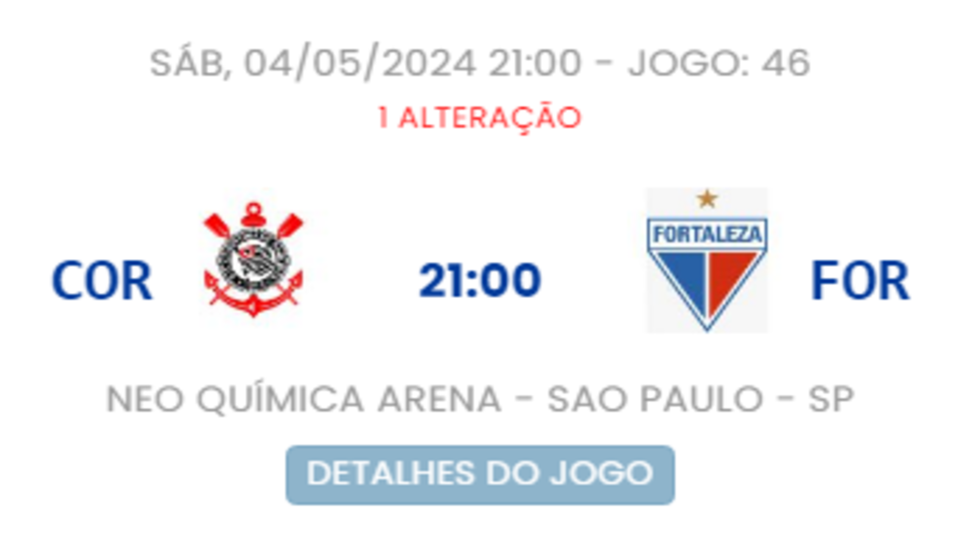 corinthians-x-fortaleza-mudança-horário-brasileirão