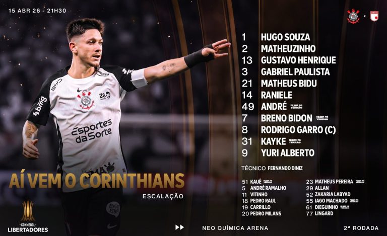 Corinthians escalado para a estreia na sua casa pela Libertadores
